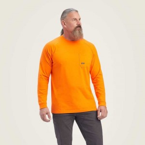 Ariat Rebar Cotton Strong T-Shirt Orange | 756YWNPSD