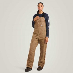 Ariat Rebar DuraCanvas Stretch Insulated Bib Khaki | 064LCNFJY