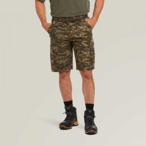 Ariat Rebar DuraStretch Made Tough Cargo 11' Short Olive Camo | 542KOMNQD