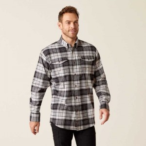 Ariat Rebar Flannel DuraStretch Work Shirt Grey | 571MPSDKX