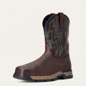 Ariat Rebar Flex Western Waterproof Composite Toe Work Boot Dark Brown | 832QASTVC