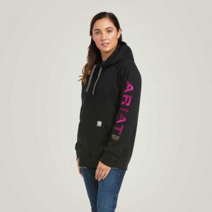 Ariat Rebar Graphic Hoodie Black / Purple | 598NWYMFC