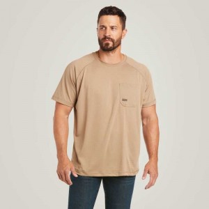 Ariat Rebar Heat Fighter T-Shirt Khaki | 948BUWZVH