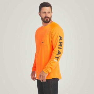 Ariat Rebar Heat Fighter T-Shirt Orange | 064ZQJPVH