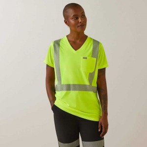 Ariat Rebar Hi-Vis ANSI T-Shirt Yellow | 650ZBQUMJ