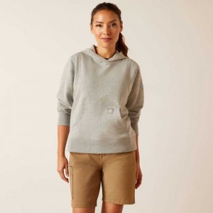 Ariat Rebar Lightweight Cropped Hoodie Grey | 482IYDOMK