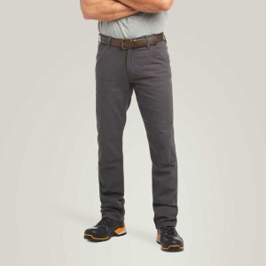 Ariat Rebar M4 Low Rise DuraStretch Made Tough Double Front Stackable Straight Leg Pant Grey | 071WRGBXU