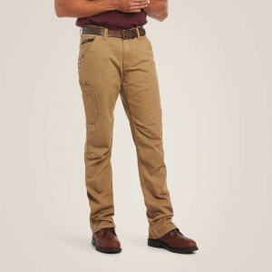 Ariat Rebar M4 Relaxed DuraStretch Washed Twill Dungaree Boot Cut Pant Khaki | 035GZKSUQ