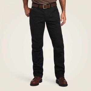 Ariat Rebar M5 Straight DuraStretch Washed Twill Dungaree Straight Leg Pant Black | 072GFPJIC