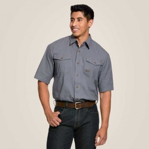 Ariat Rebar Made Tough DuraStretch Work Shirt Grey | 534ECYQUA