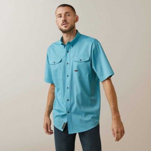 Ariat Rebar Made Tough VentTEK DuraStretch Work Shirt Blue | 045ZLTEPV