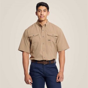 Ariat Rebar Made Tough VentTEK DuraStretch Work Shirt Khaki | 017DLJARG