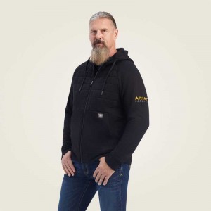 Ariat Rebar Regulator Full Zip Hoodie Black | 052YHEWFT