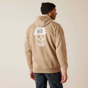 Ariat Rebar Roughneck Pullover Hoodie Beige | 059LJGSKN