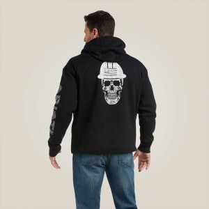 Ariat Rebar Roughneck Pullover Hoodie Black | 360WNZHVQ