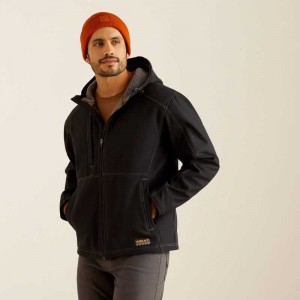 Ariat Rebar Sherpa Stretch Canvas Softshell Jacket Black | 023YSQFCU