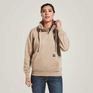 Ariat Rebar Skill Set 1/2 Zip Hoodie Dark Beige | 715YSFLVO