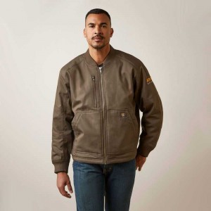 Ariat Rebar Stretch Canvas Bomber Jacket Wren | 305BYHLZX