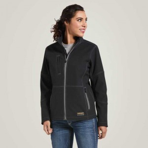 Ariat Rebar Stretch Canvas Softshell Jacket Black | 485CFJZWO