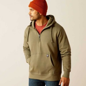 Ariat Rebar Workman 1/4 Zip Hoodie Deep Lichen | 319BCFEVJ