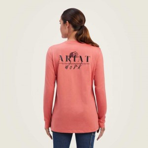 Ariat Rebar Workman Barn Graphic T-Shirt Rose | 940NUJLXI