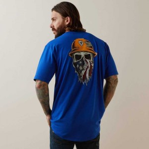 Ariat Rebar Workman Born For This T-Shirt Royal Blue | 583KANSXU