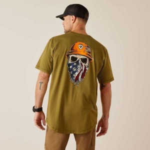 Ariat Rebar Workman Born For This T-Shirt Lichen Heather | 549ALOMDC