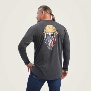 Ariat Rebar Workman Born For This T-Shirt Grey | 437PEFCKS