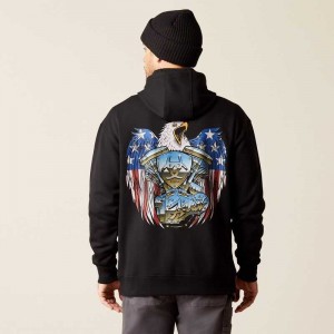 Ariat Rebar Workman Moto Eagle Hoodie Black | 273BPEKWN