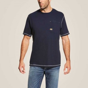 Ariat Rebar Workman T-Shirt Navy | 513NOBFDK