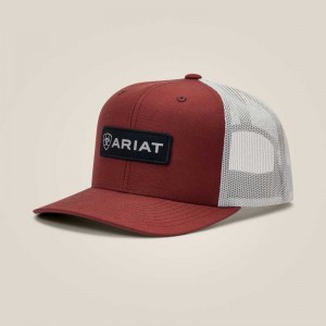 Ariat Rectangle Logo Patch Cap Red | 650KDVRMH