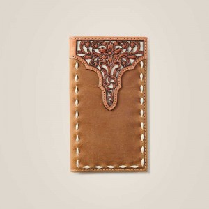 Ariat Rodeo Wallet Floral Embroidery Run Stitch Brown | 932ZWQFRM