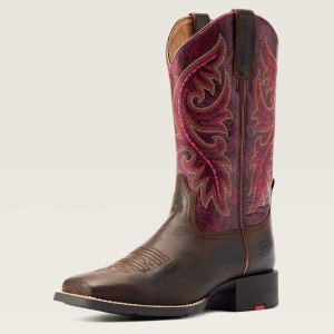 Ariat Round Up Back Zip Western Boot Beige | 361ZQEWJR