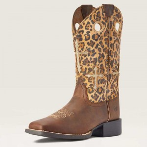 Ariat Round Up Crossroads Western Boot Brown | 465ZFXGAN