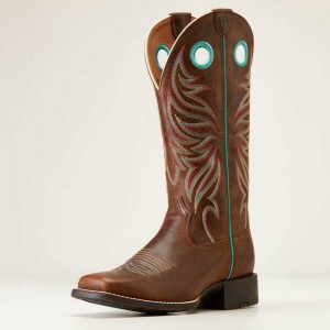 Ariat Round Up Ryder Western Boot Brown | 814ZGXCTP