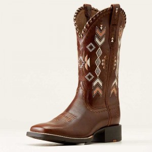 Ariat Round Up Skyler Western Boot Brown | 164XCQBPE