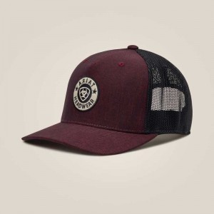 Ariat Round logo patch cap Burgundy | 128HUGBYZ