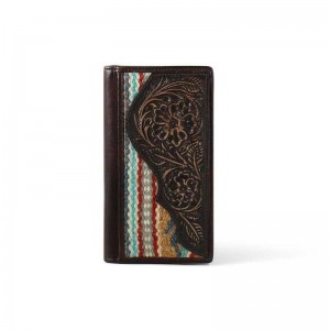 Ariat Rug Floral Embossed Rodeo Wallet Brown | 653ZIHDRA