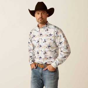 Ariat Ryker Classic Fit Shirt Light Blue | 468XGKQUZ