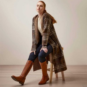 Ariat Saratoga Cardigan Mole Plaid | 569BIDTJN