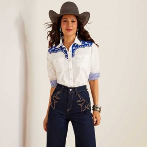 Ariat Sendero Senorita Shirt Blanc | 258QPGMFY