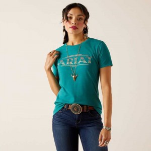 Ariat Serape Style T-Shirt Dark Turquoise | 674CPWQXO