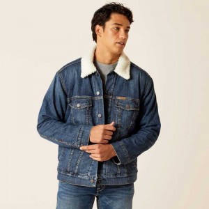 Ariat Sherpa Lined Trucker Jacket Blue / Blue | 385VNEOXZ