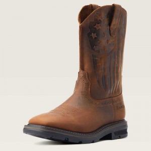 Ariat Sierra Shock Shield Patriot Work Boot Brown | 975GTPXKD