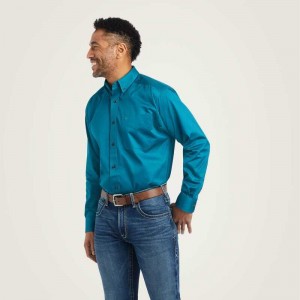 Ariat Solid Twill Classic Fit Shirt Ocean Depths | 024OBQVHA