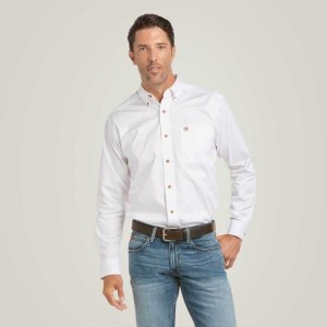 Ariat Solid Twill Fitted Shirt White | 340UPXZMB