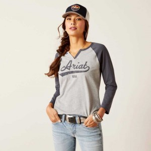 Ariat Split Neck Grey | 483AHKQXO