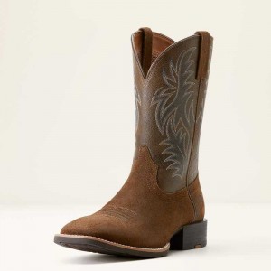 Ariat Sport Wide Square Toe Cowboy Boot Brown | 302ILEWJR