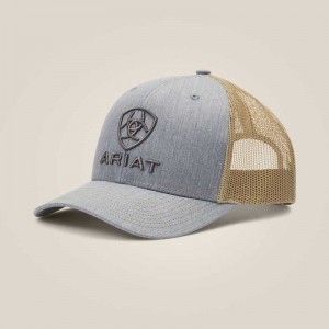 Ariat Stacked Logo Cap Grey / Brown | 170FNGESW