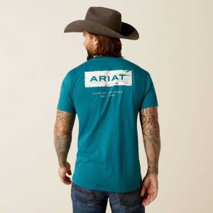 Ariat Stacks T-Shirt Blue Black | 731CZVKAR